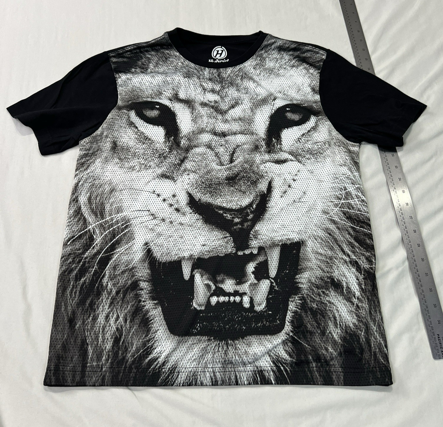 Hybrid Tees Shirt Mens Large Black Lion Athletic Breathable Stretch Crew