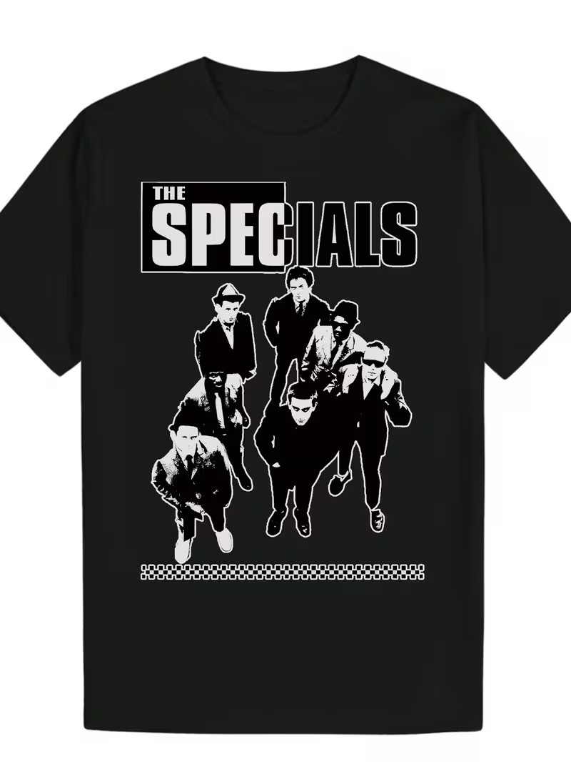 Men’S Casual Summer T-Shirt – “The Specials” Band Graphic, Black & White Design,