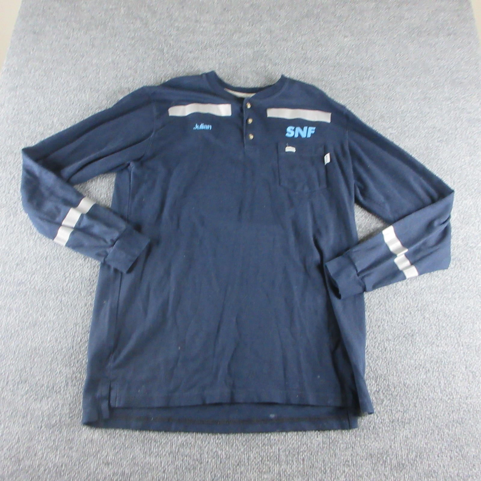 Tyndale FR Shirt Mens L Blue Flame Resistant Long Sleeve Reflective Workwear