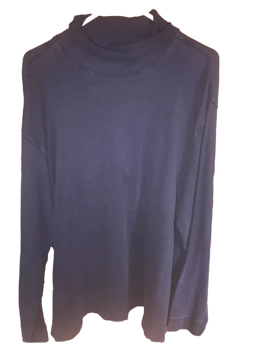 John Ashford Men’s Navy Blue Long Sleeve Turtleneck T-Shirt XXL 2XL 100% Cotton