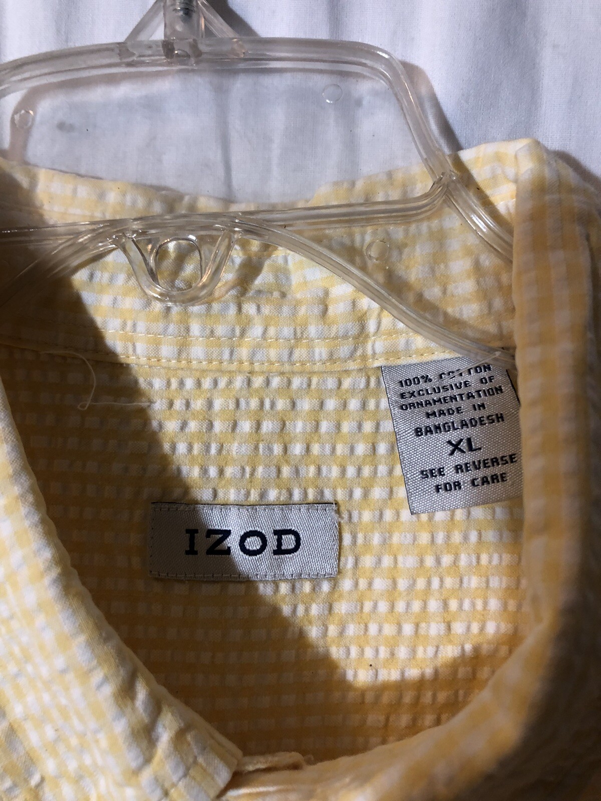 Mens Izod XL Yellow Shirt Button Front Short Sleeve Shirt Tail Hem