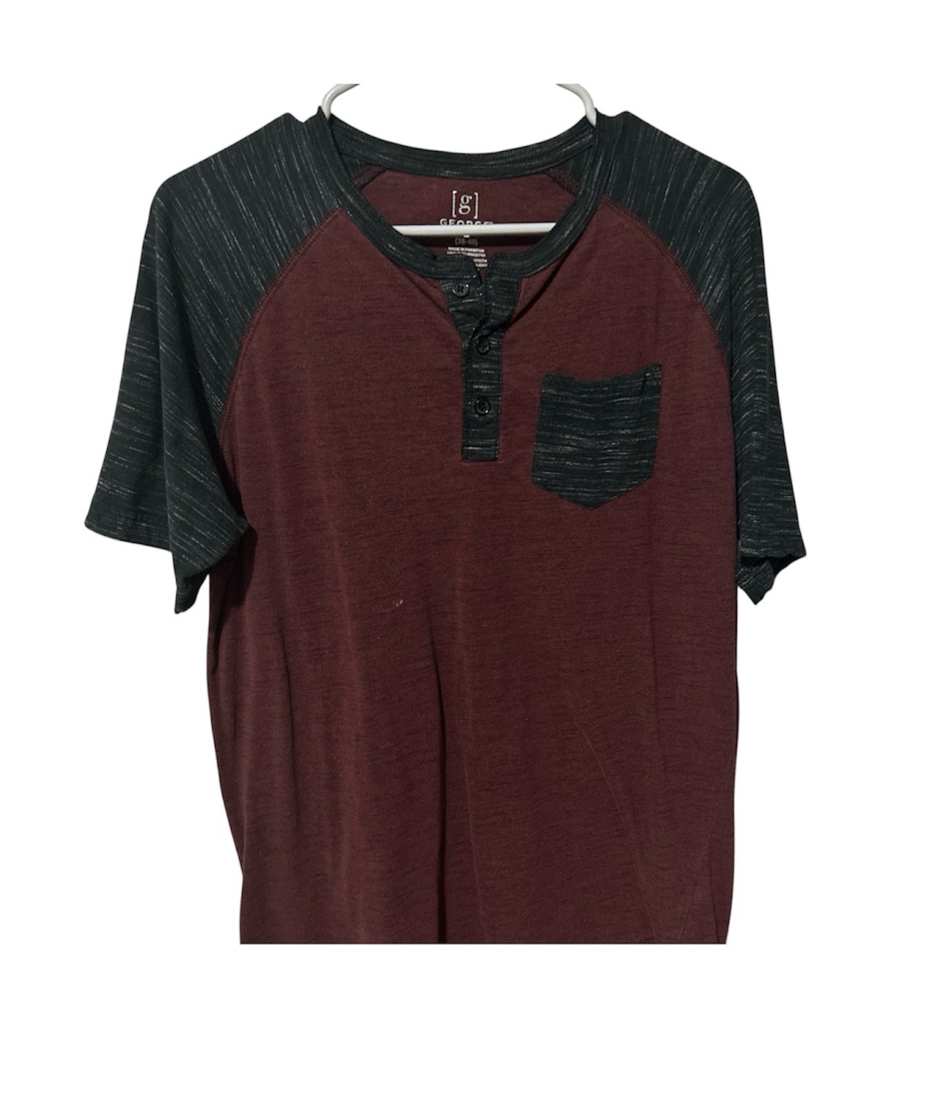 Henley Button Mens red And Black Shirt