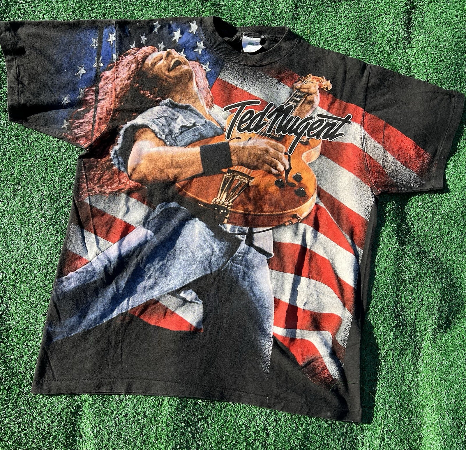 Vintage 1995 Ted Nugent One Nation Under Ted all over print t-shirt XL