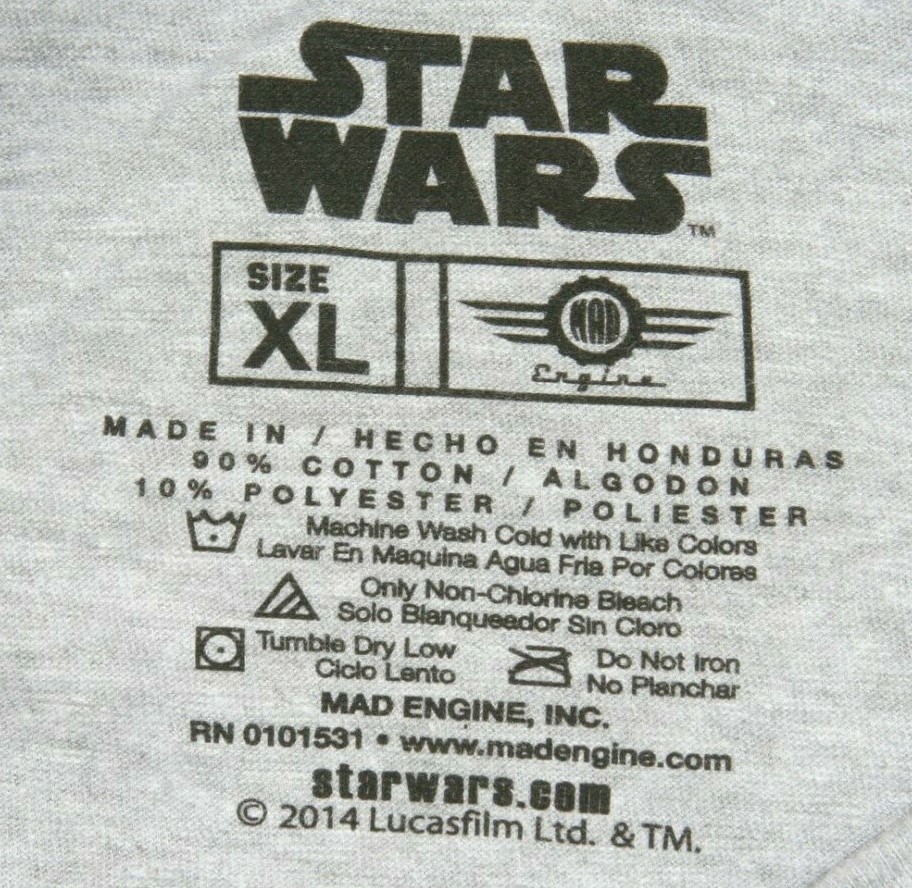 New Star Wars Stormtrooper T-Shirt Cotton Poly Crewneck XL Solid X-Large 1-720