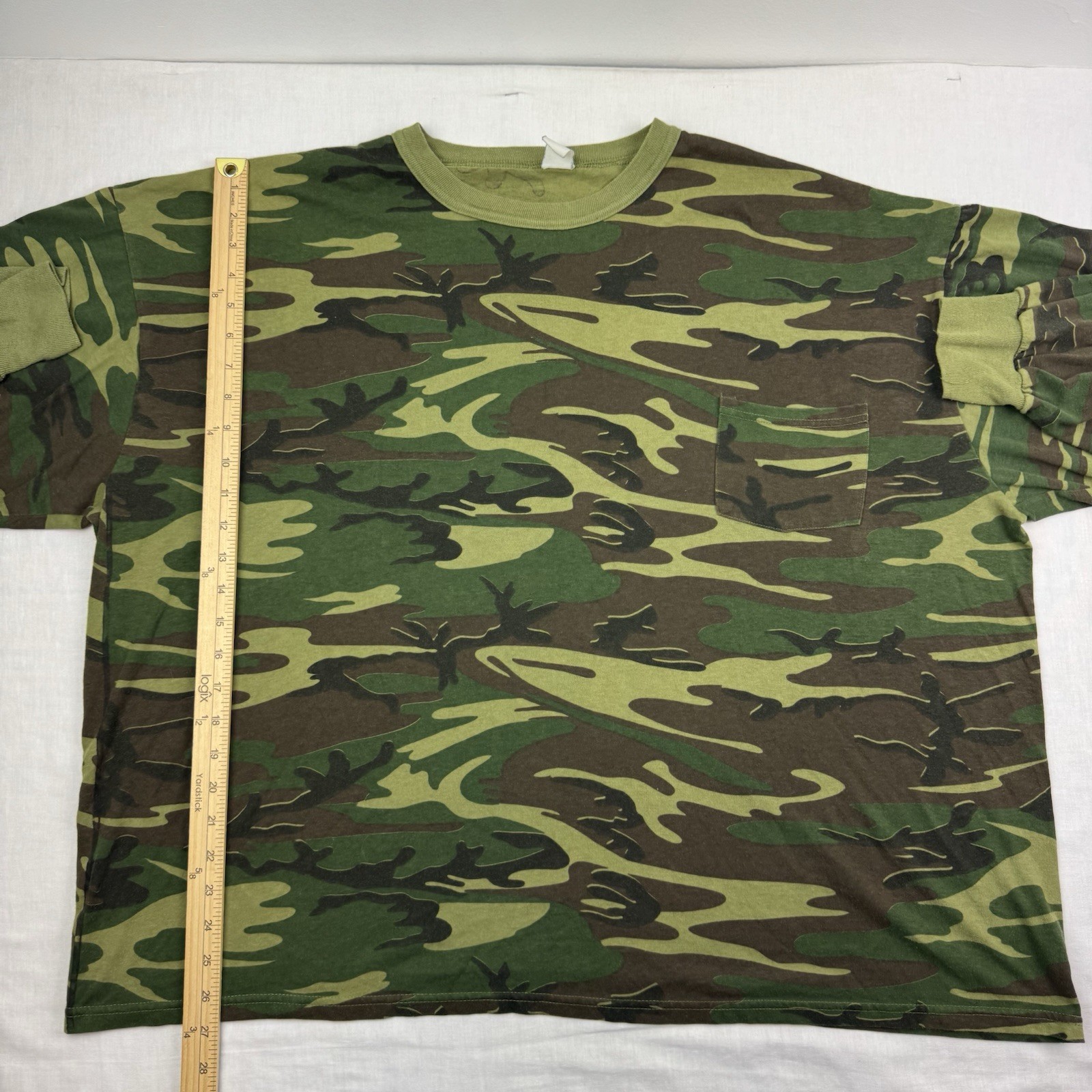 Vintage Camo Long Sleeve Pocket T Shirt Adult 2XL Grunge Outdoor Boxy 90s USA