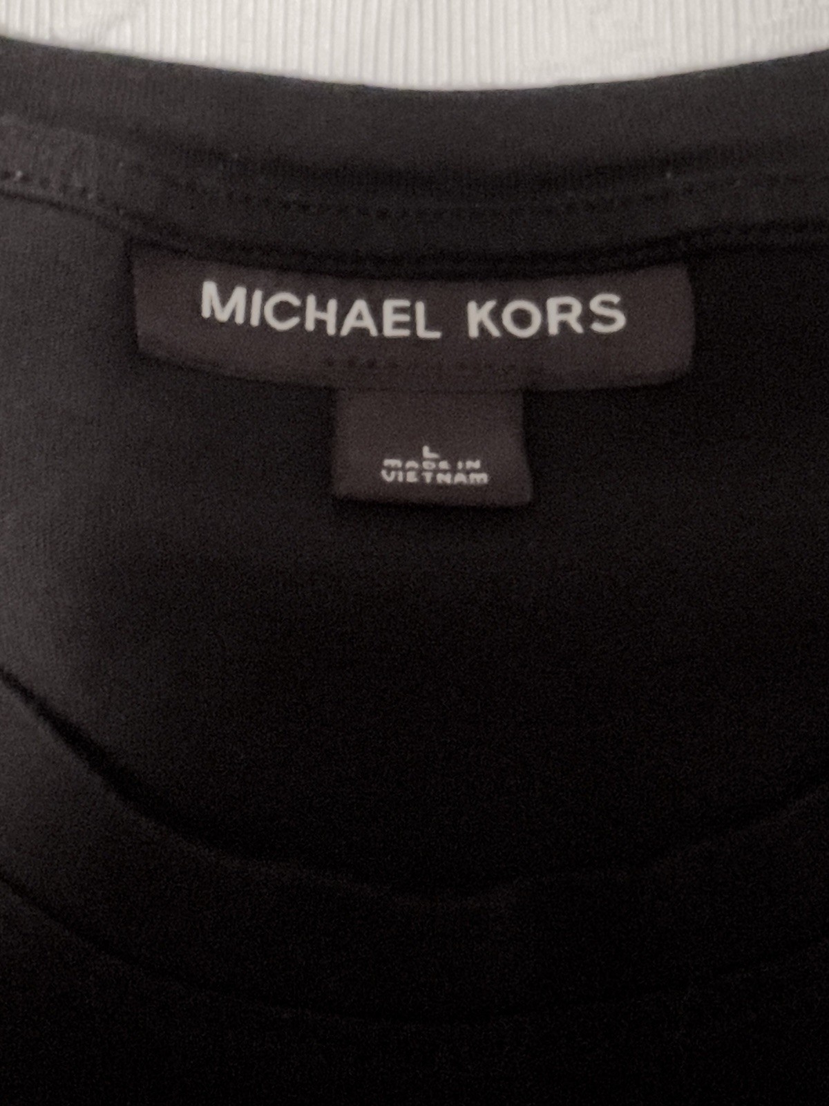 Michael Kors Crew Neck Logo Black 100% Cotton Casual Short Sleeve Sz L
