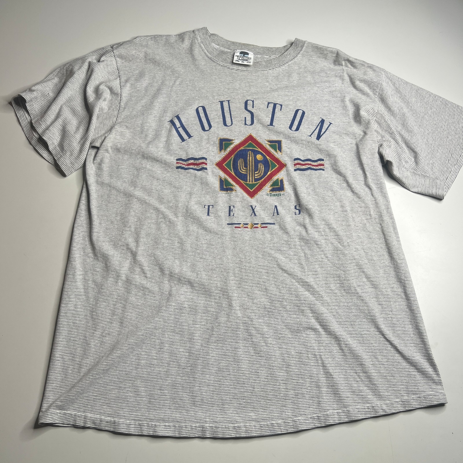 Vintage 90s Houston Texas Graphic T-Shirt XL Made USA Tommys 1992 Cotton