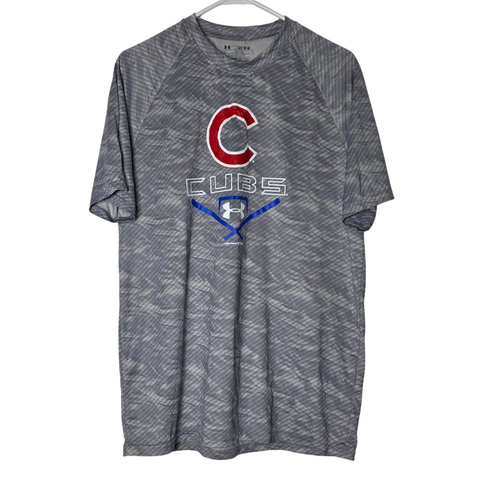 Under Armour Chicago Cubs HeatGear Shirt Mens Medium Grey Digital Print MLB Tee