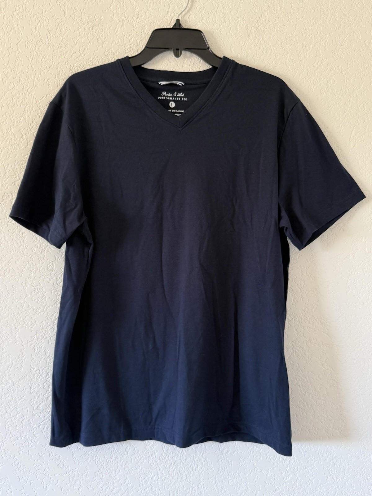 Porter & Ash Mens Large Navy Performance T-Shirt Stretch Soft Comfort Essentials