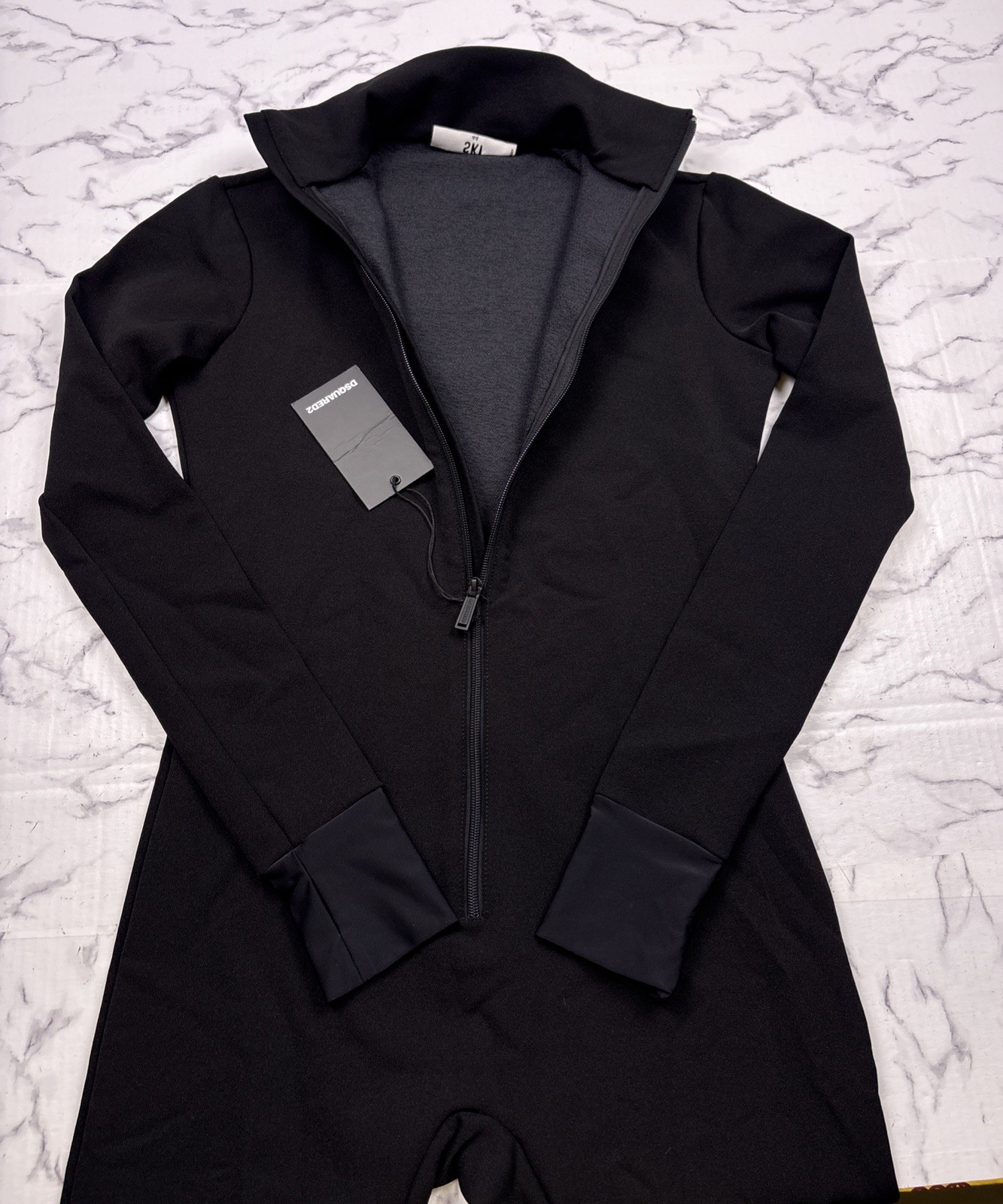 NEW DSQUARED2 Ski Black Zip Jumpsuit Back Logo Made in Italy Size 44 (US XS/S)