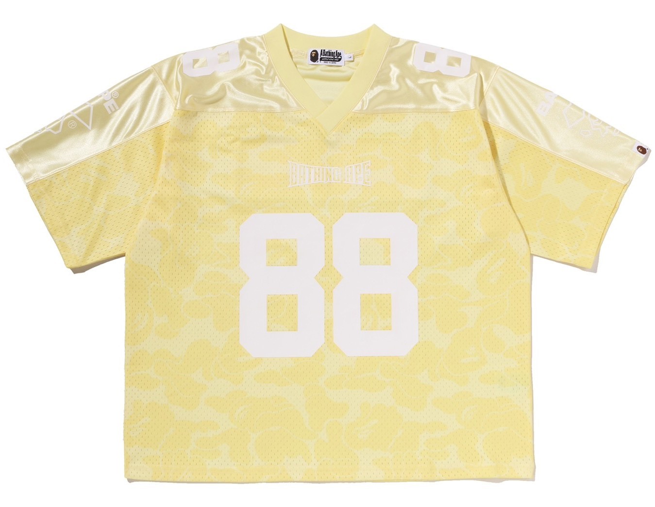 A BATHING APE Men’s SOLID CAMO MULTI LOGO RELAXED FIT FOOTBALL JERSEY TEE rz