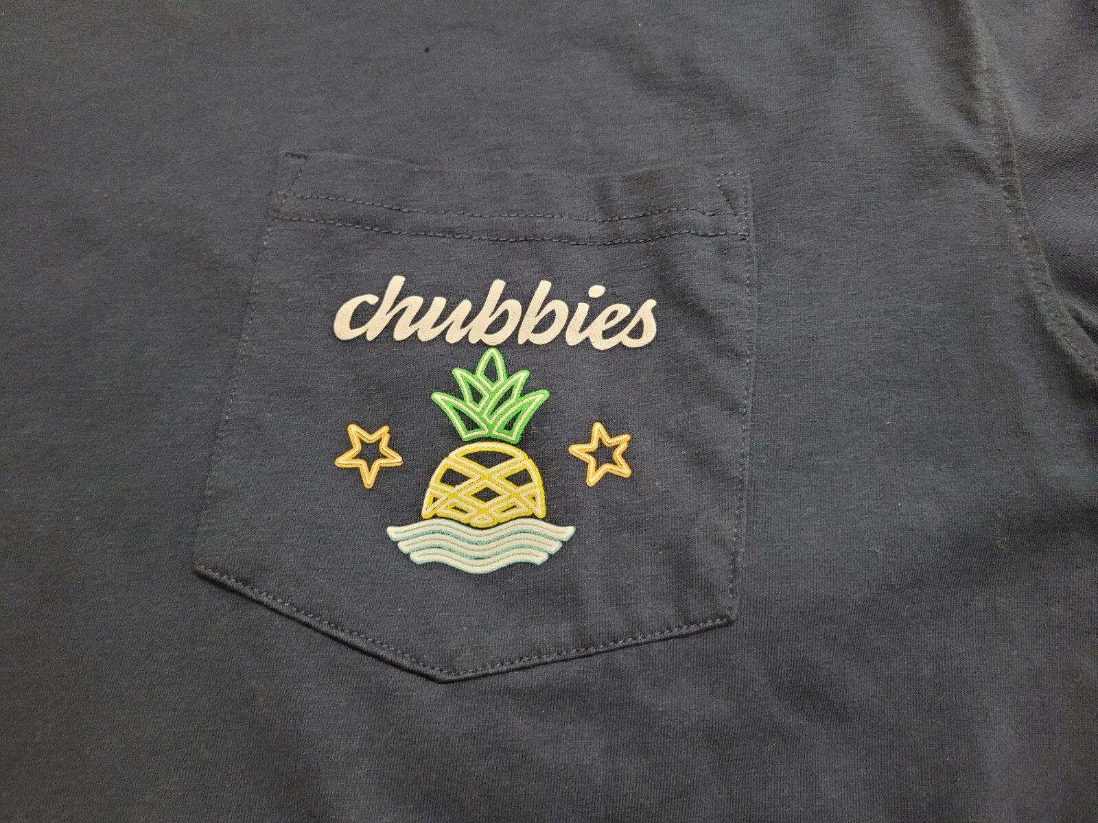 Chubbies Shirt Mens 2XL Blue Pocket Tee Logo Taco Weekend Neon Pineapple Casual