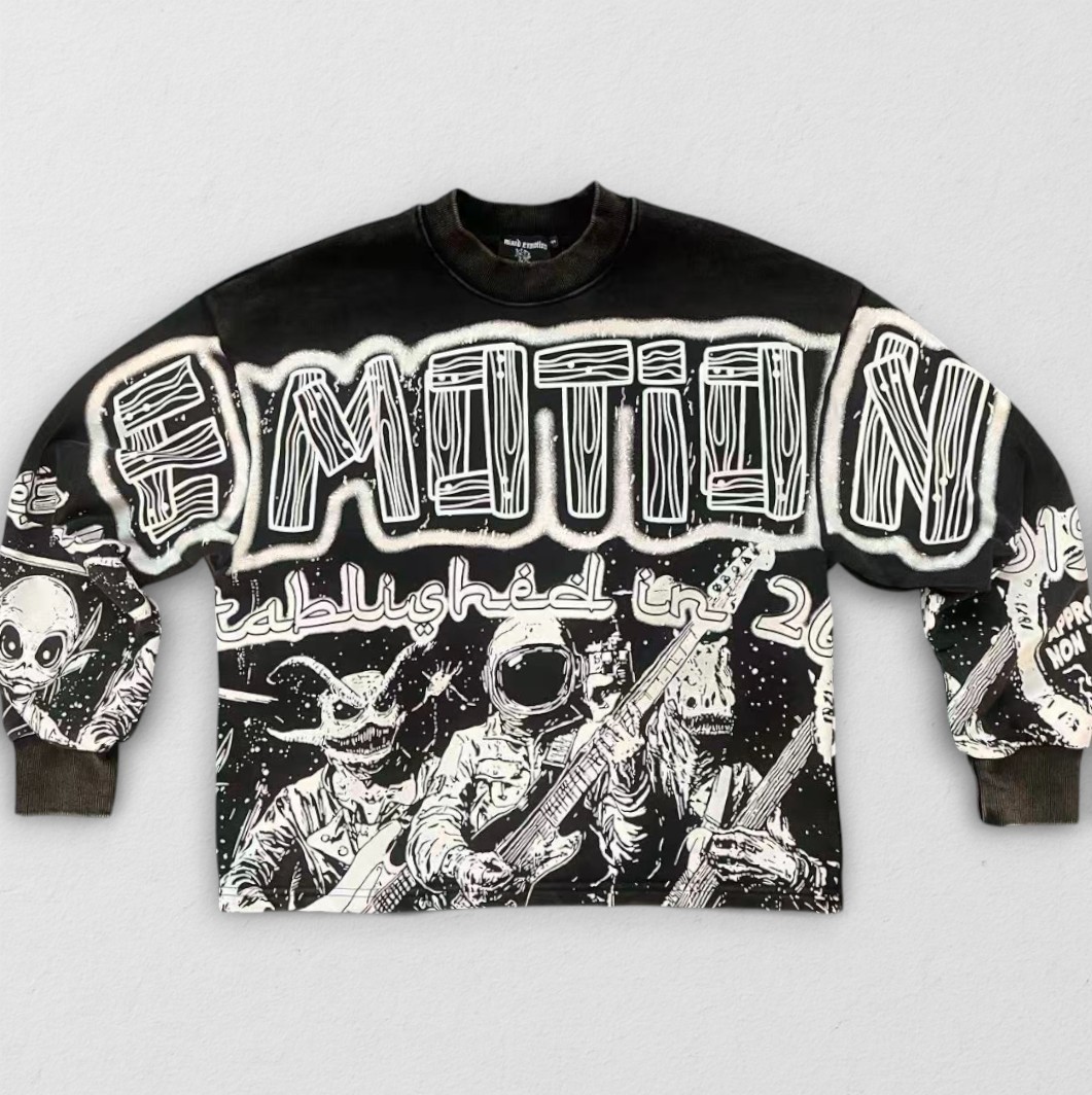 NEW Mixed Emotion Men’s “Astro” Black Graphic Long Sleeve Thermal S-XL