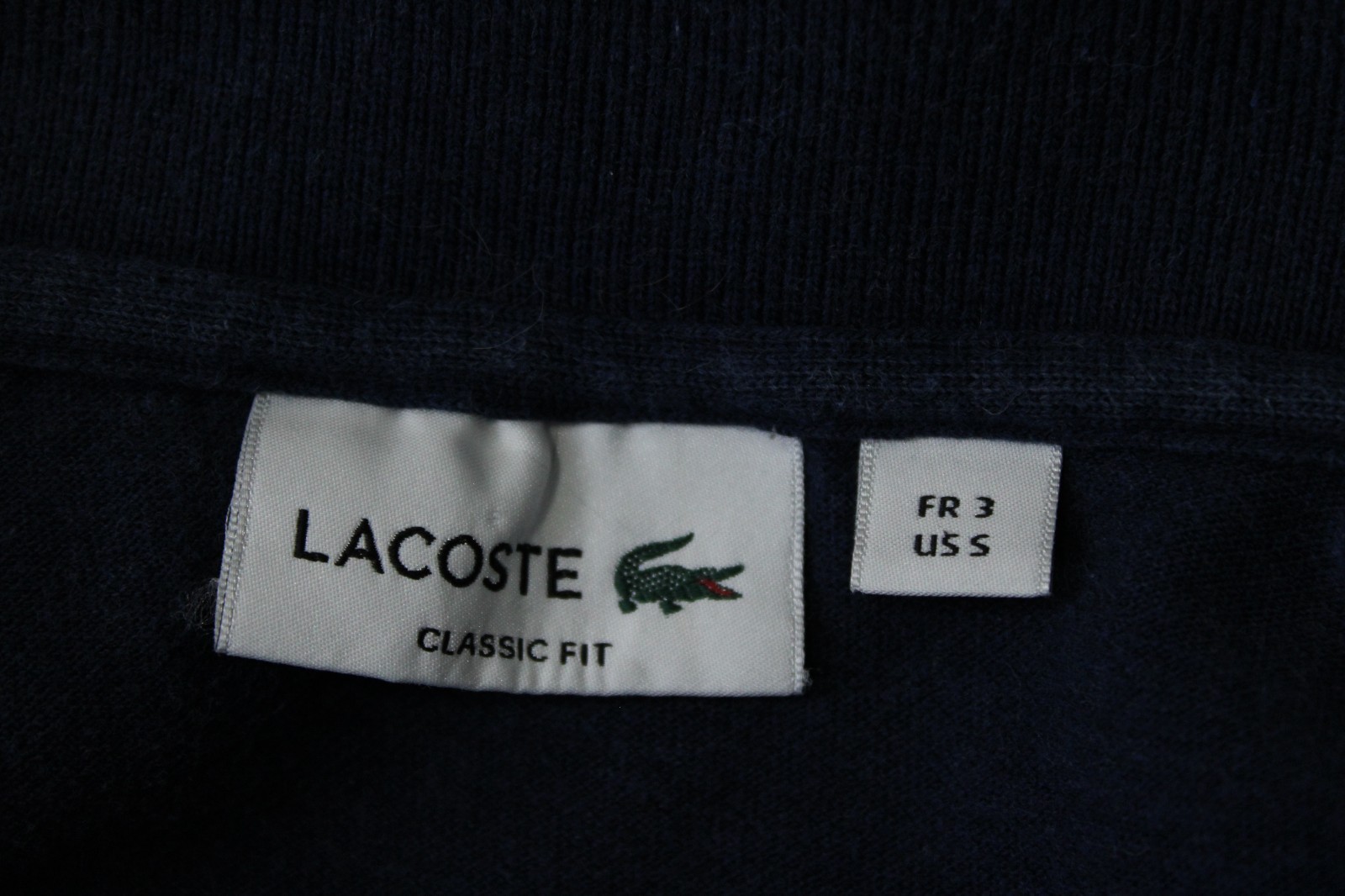 Lacoste Classic Fit Navy Blue Solid Cotton Long Sleeve Polo Shirt Size FR 3 / S