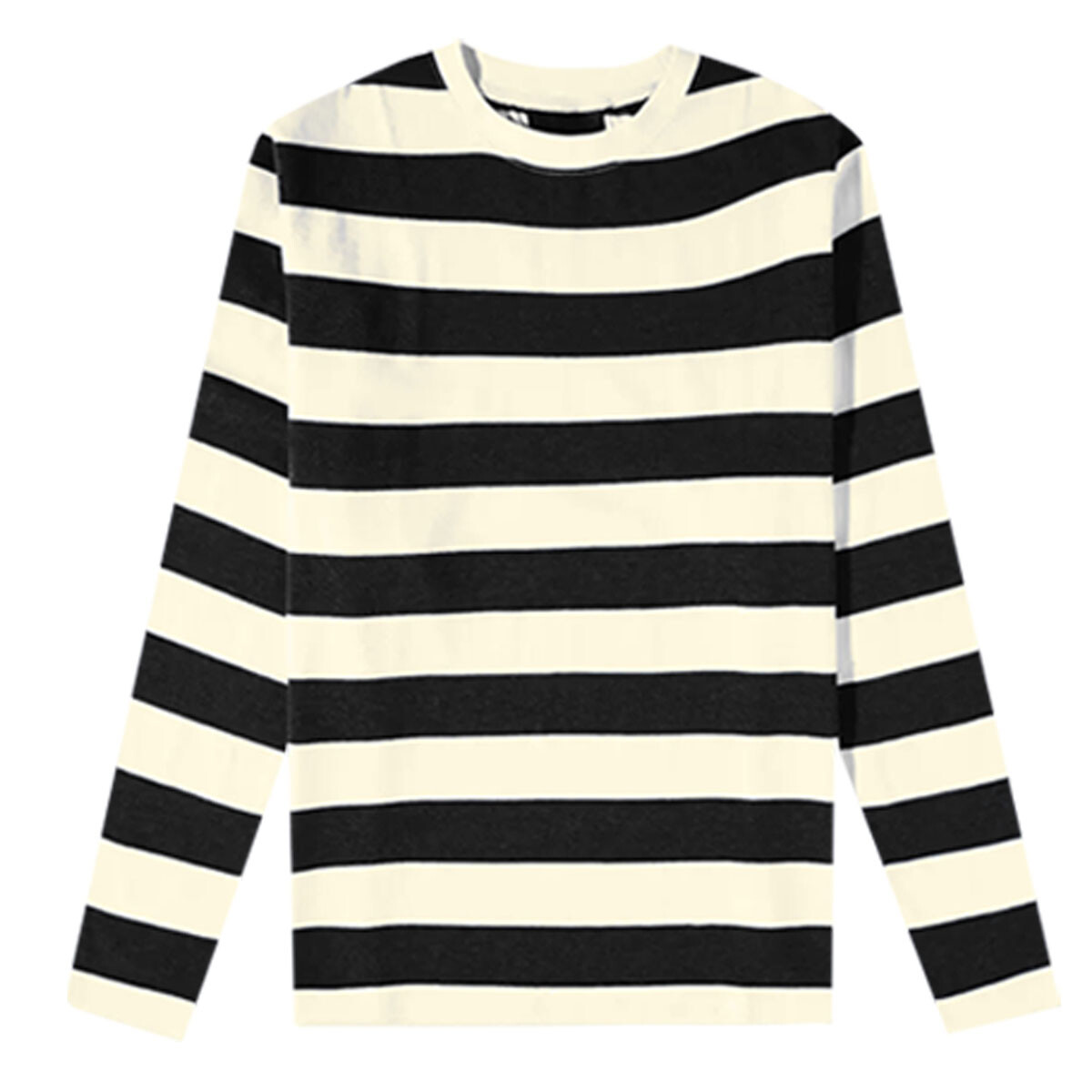 Mens Long Sleeve Stripe T-Shirt New Casual Classic Fit Crew Round Neck Tee Tops