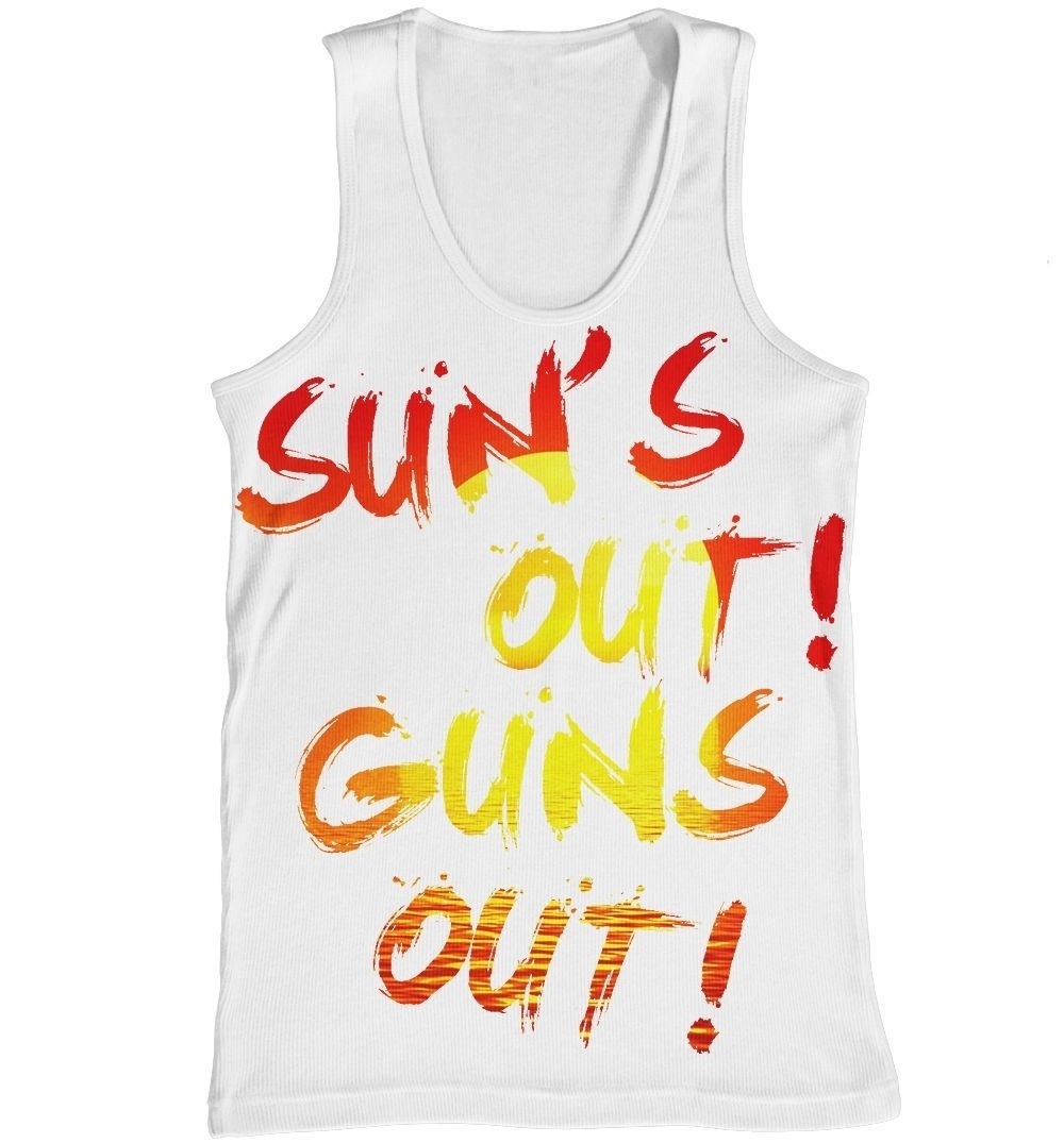 Suns Out Guns Out Vest All Over Print Summer Holiday Dope Tank Top Men New Gym