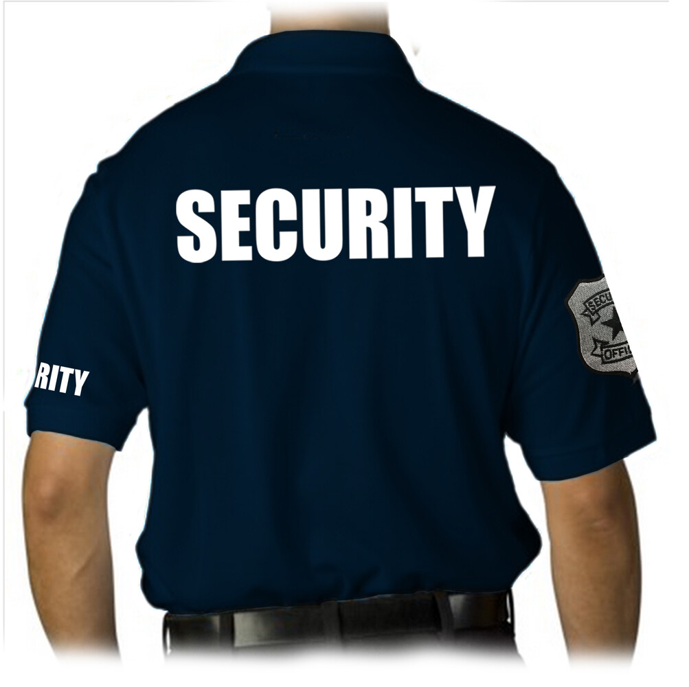 MEN’S PRINTED SECURITY EMBROIDERY BADGE POLICE STAFF UNIFORM COLLAR POLO T-SHIRT