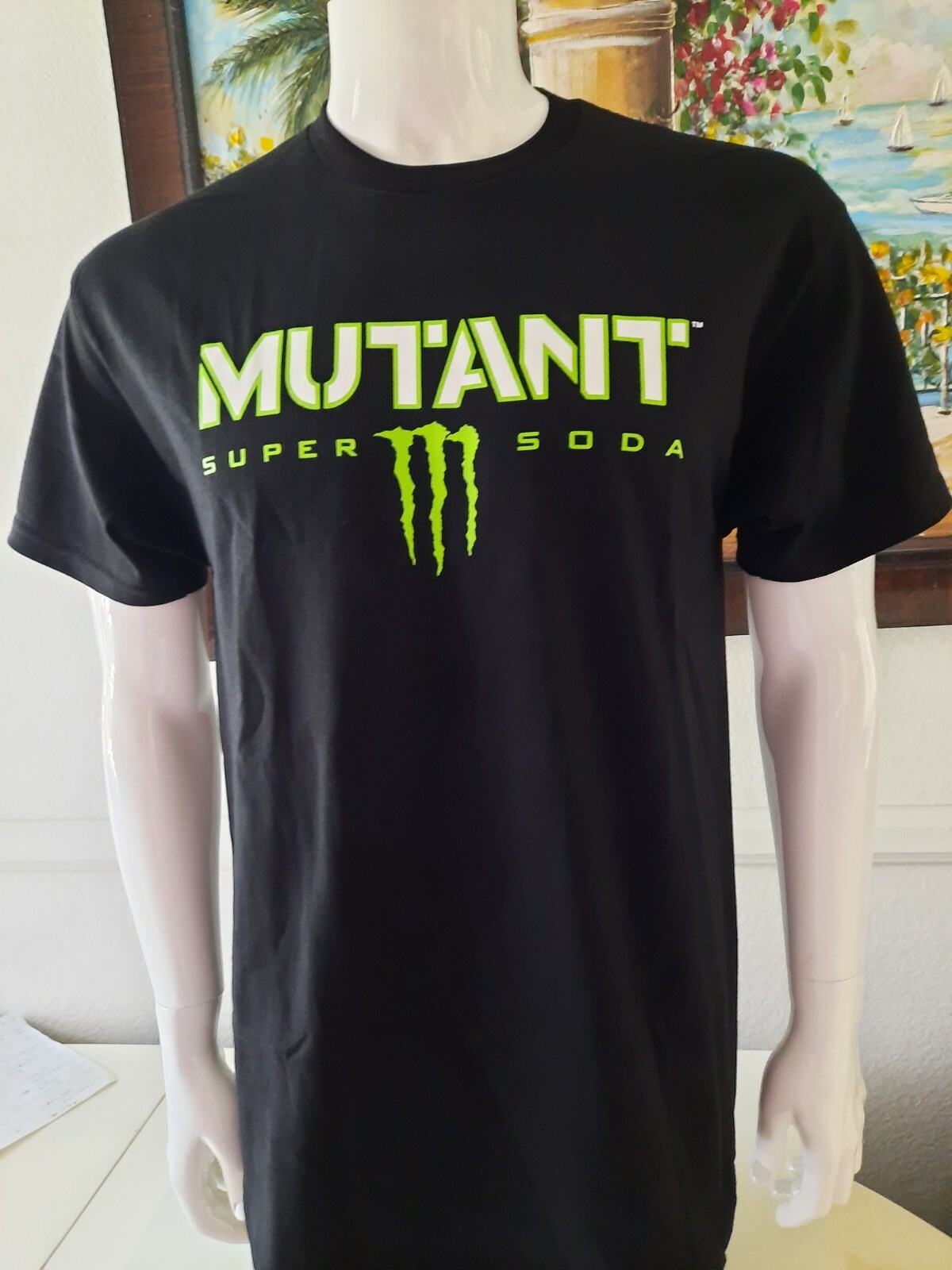 Monster Energy Mutant Super Soda Mens Green Black Logo T-Shirt Size Medium M SS