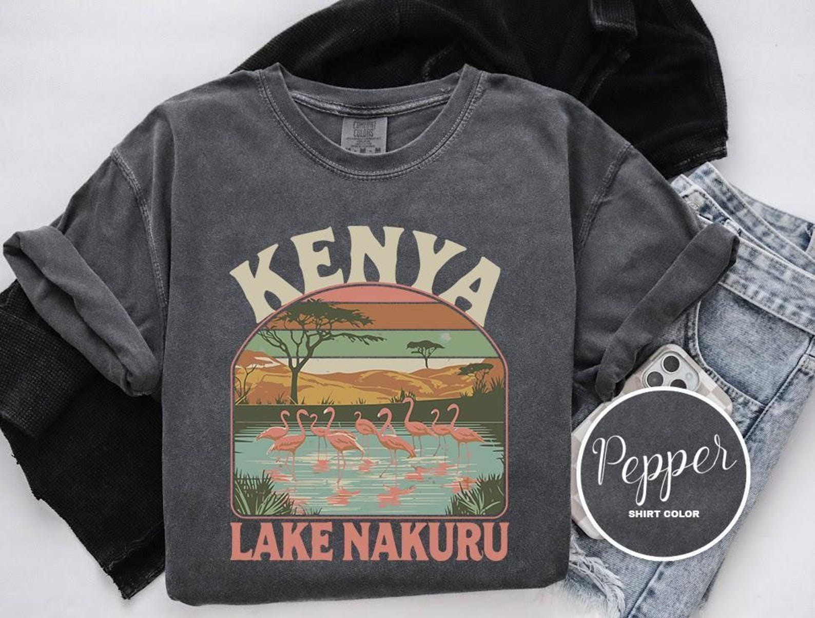 Vintage Kenya Lake Nakuru Shirt Travel Gift Kenya Trip Lover Tee