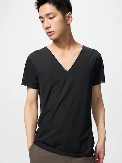 [4PCS SAME COLOR] UNIQLO AIRISM Deodorant Mesh V-Neck T XS-4XL Men 474252 NWT