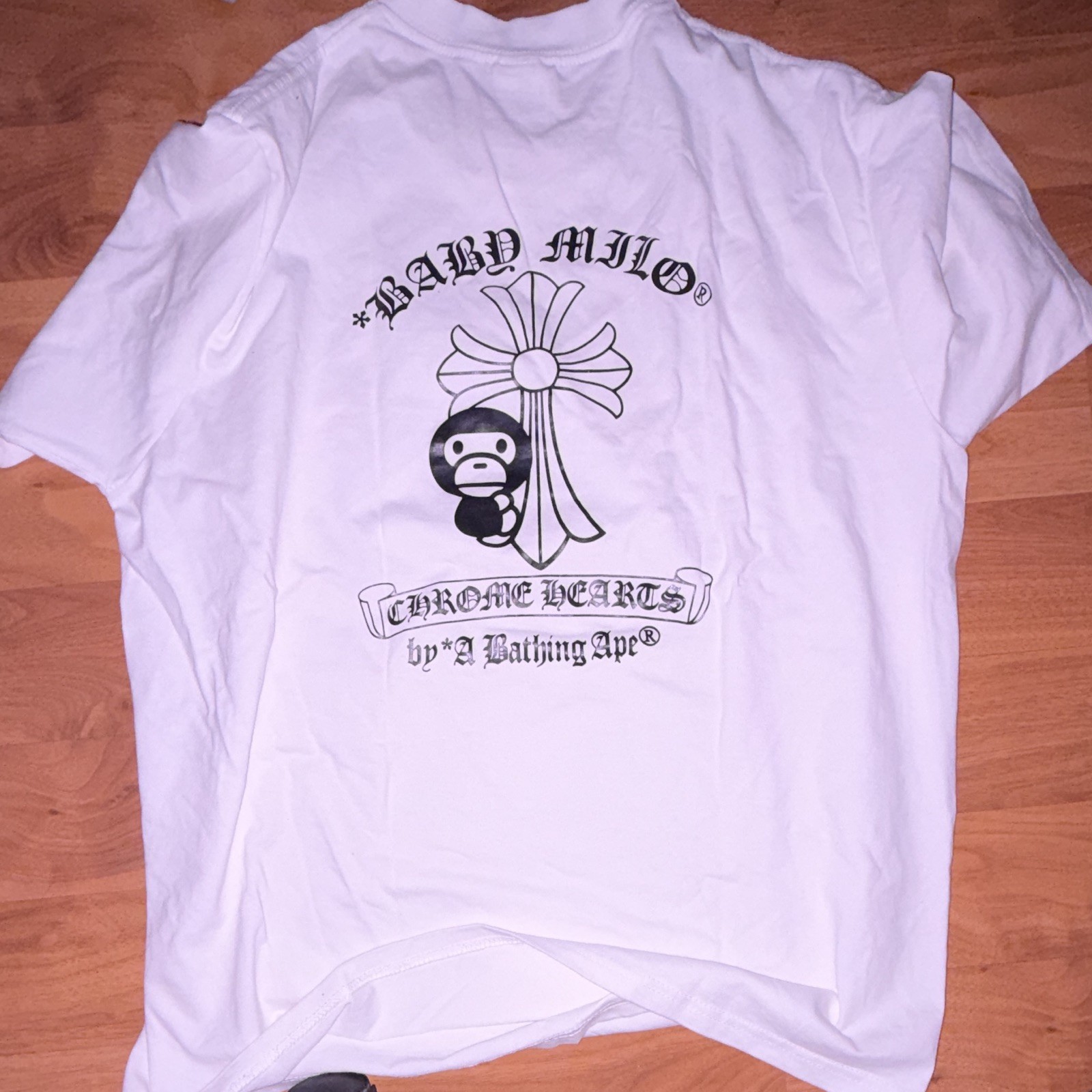 A Bathing Ape BAPE x Chrome Hearts Baby Milo White Graphic Tee Men’s L two stain
