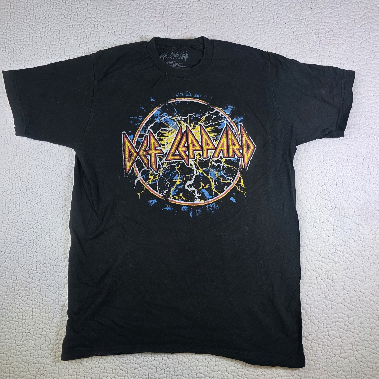 Def Leppard Band T Shirt Mens Medium Black Graphic Rock Heavy Metal 100% Cotton