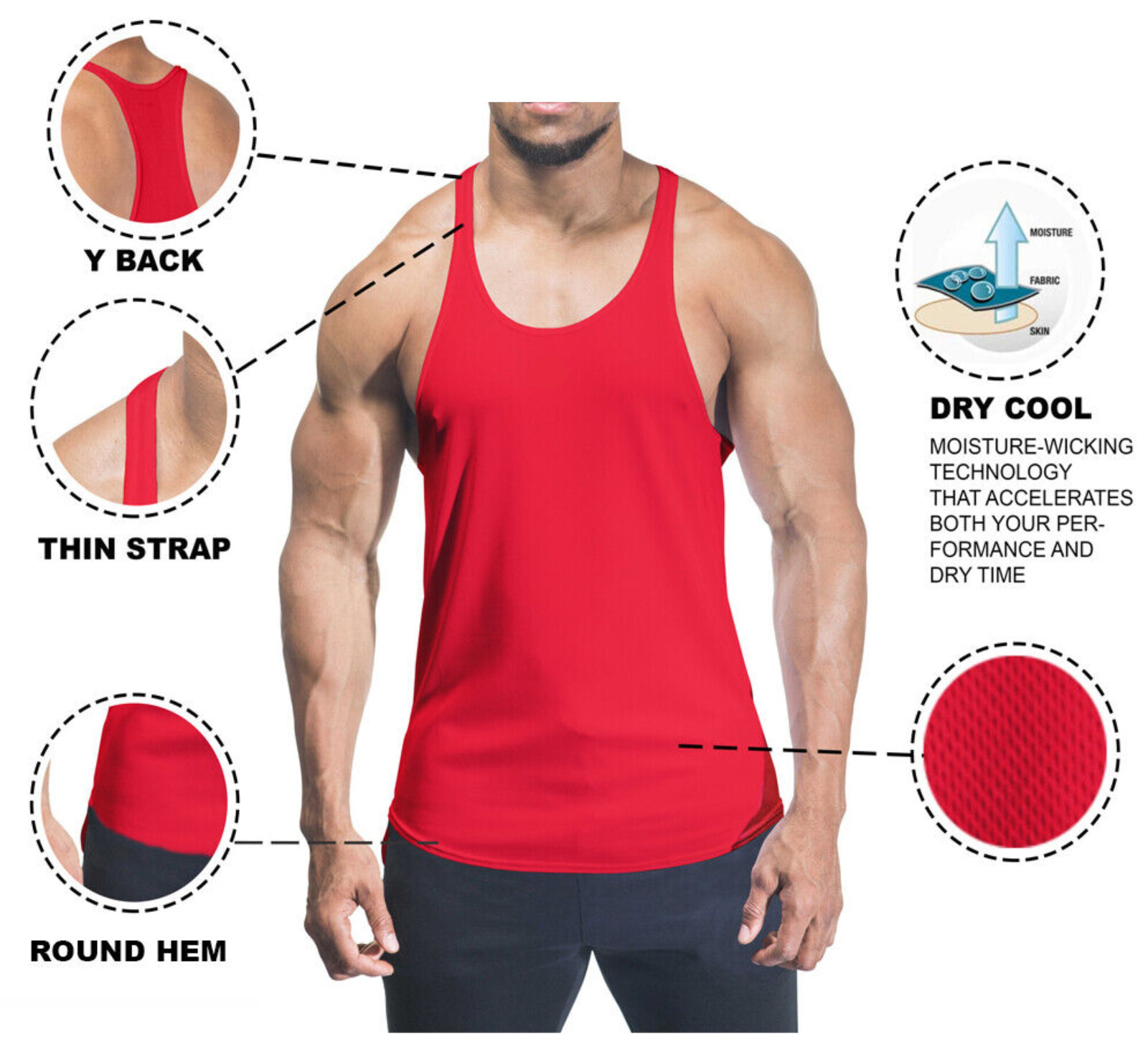 Men’s Gym Sport Fitness Vest Racerback Training Workout Muscle Stringer Tank Top