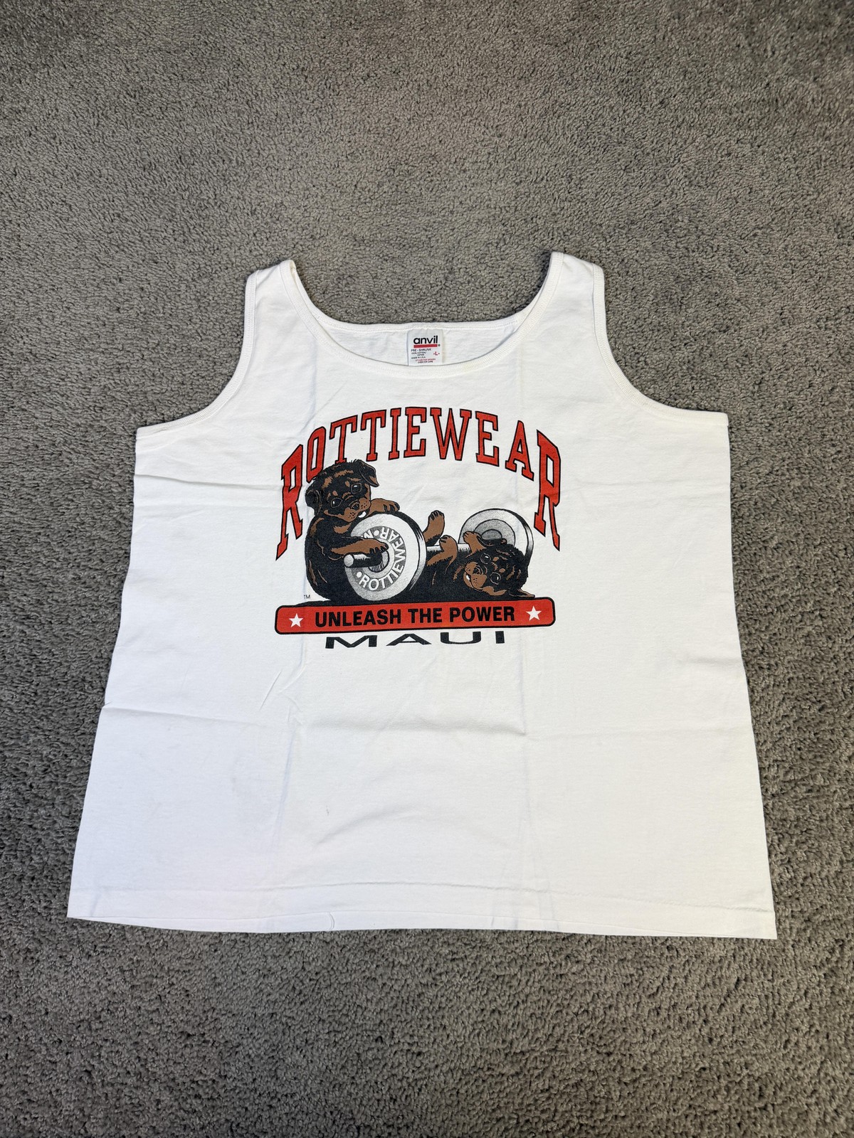 VTG 90s Rottiewear Shirt Mens L Tank Maui Rottweiler Muscle Body Building Gym