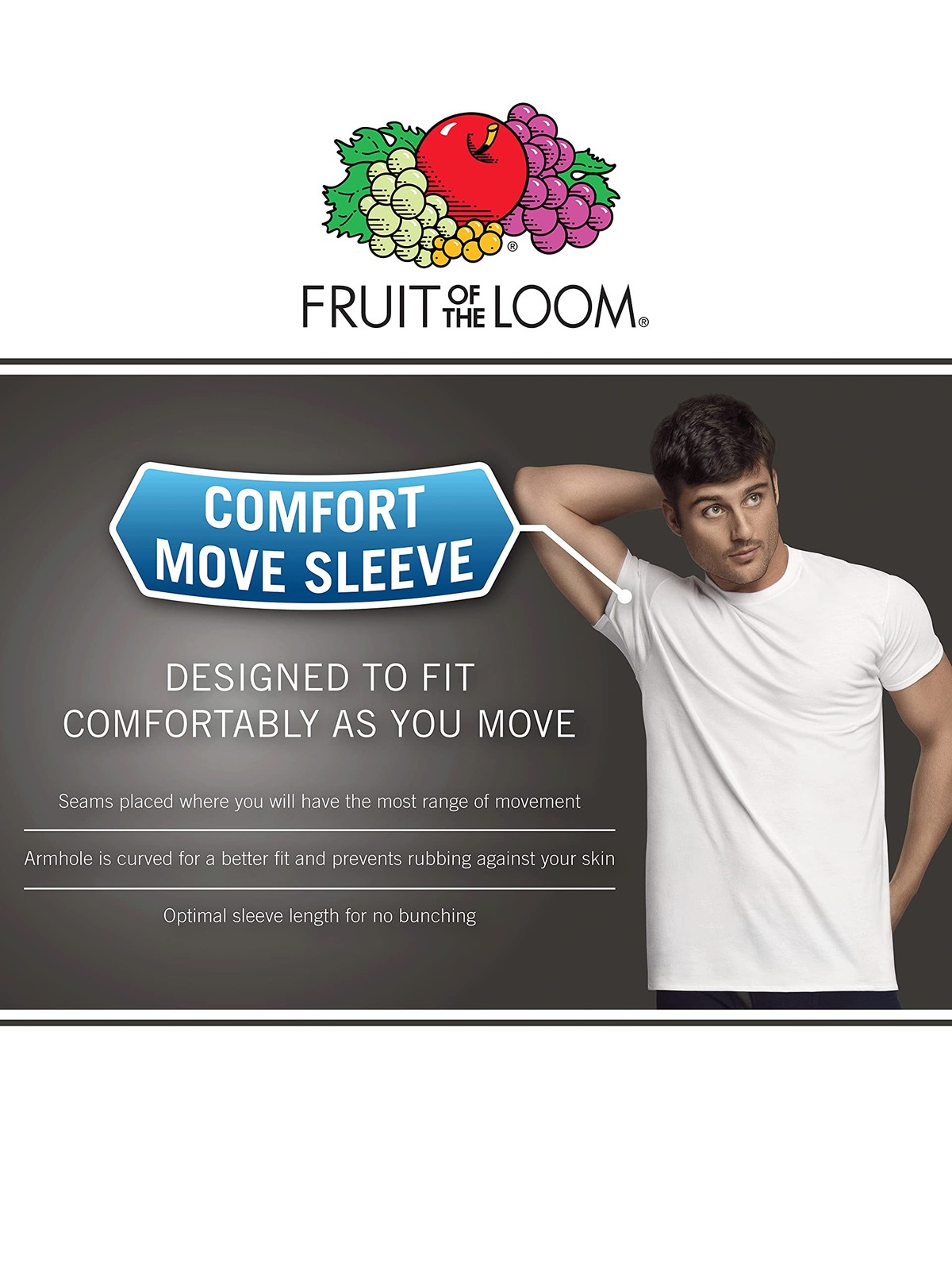Fruit of the Loom mens Eversoft Cotton Stay Tucked Vneck Tshirt, Regular Whi…