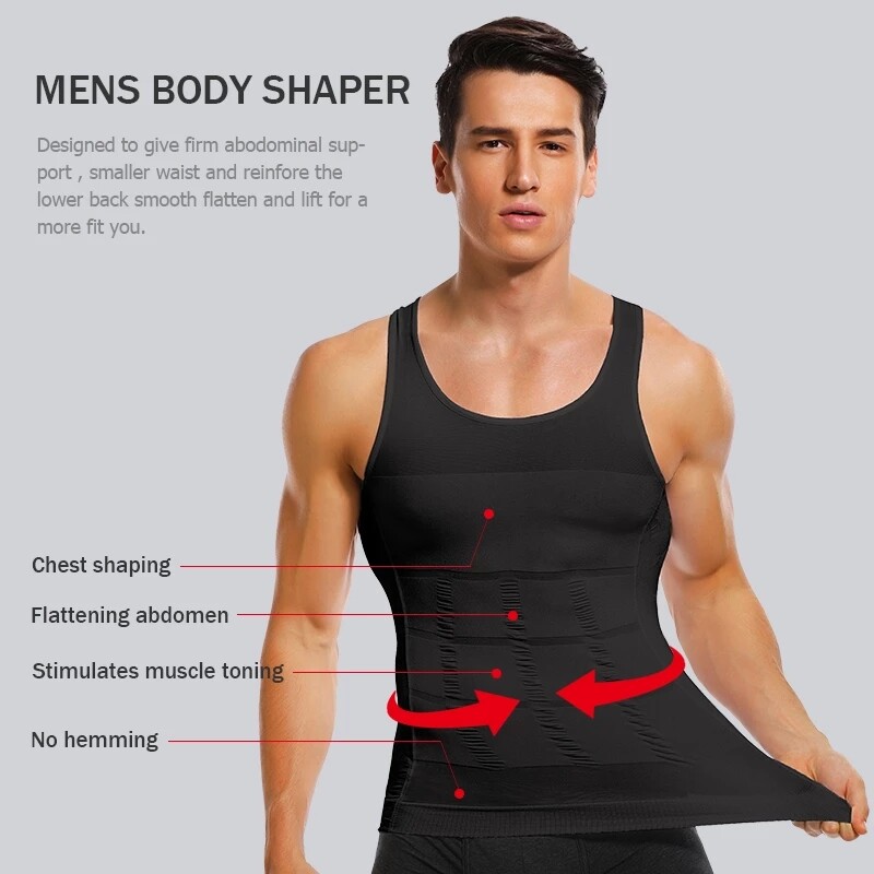 3 Packs Body Shaper Slimming Abdomen Vest Compression Shirt Tank Tops Shapewear