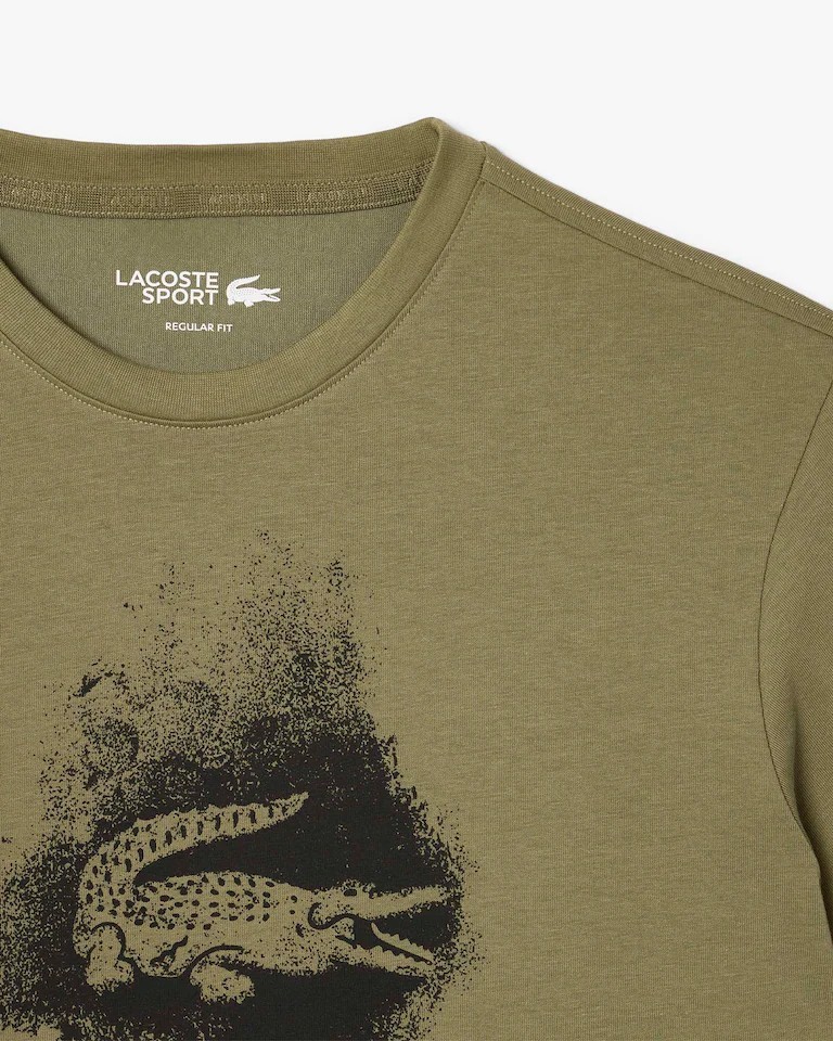 Lacoste Men’s Regular Fit Green Ultra Dry Clay Court Graphic T-shirt Size Medium