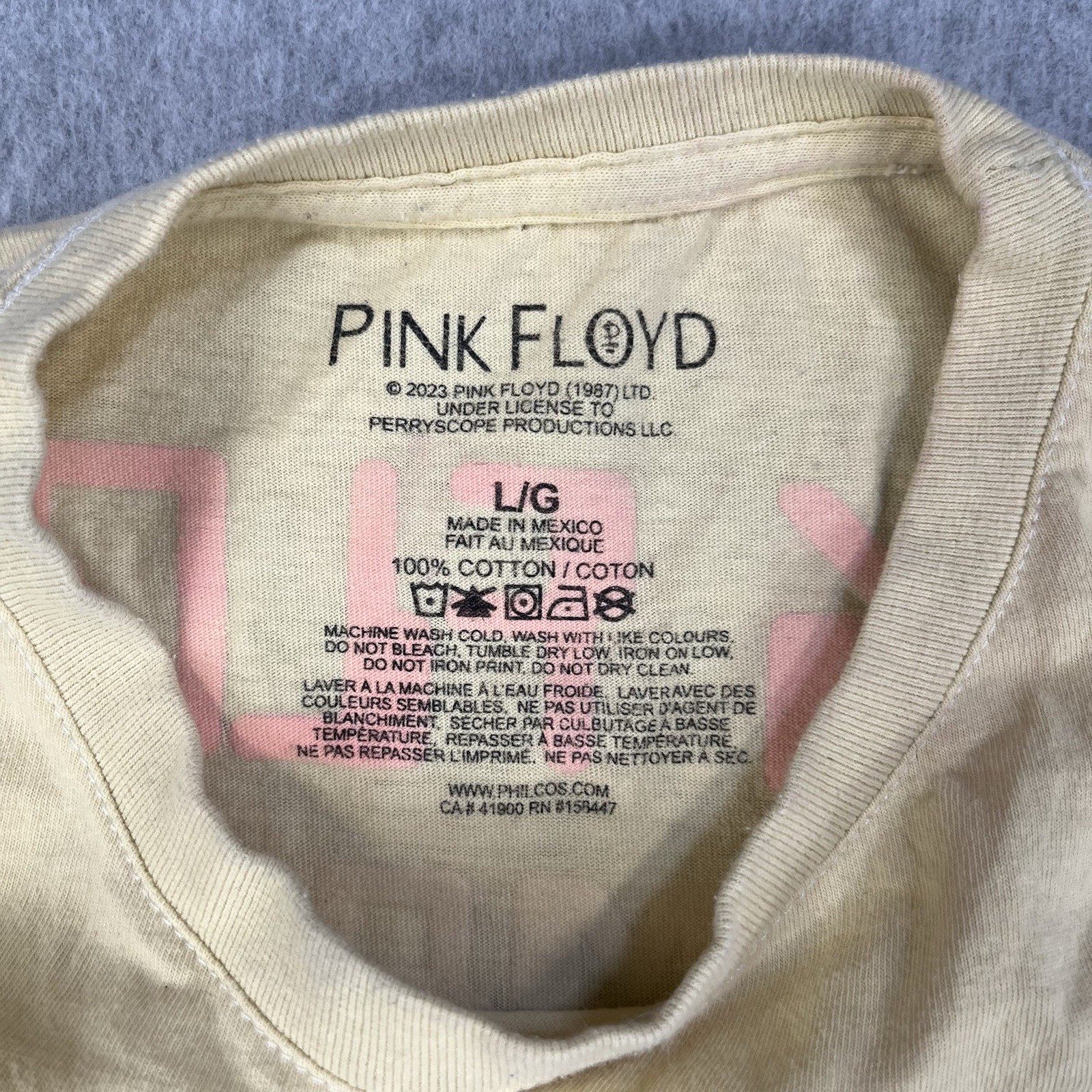 Pink Floyd Animals Tour ’77 Mens Large Yellow Band Rock Concert Classic Reprint