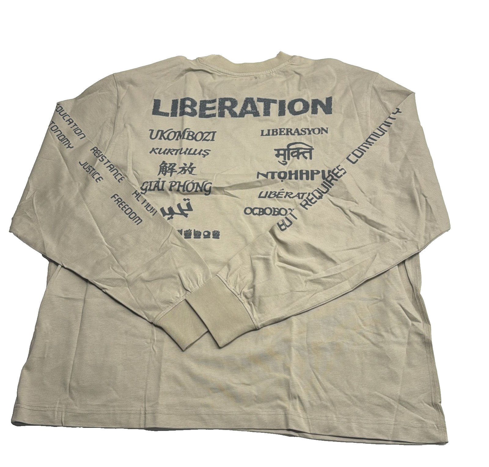 CHNGE Men’s Collective Liberation Cuff Crew Long Sleeve Casual T-Shirt Khaki, XS