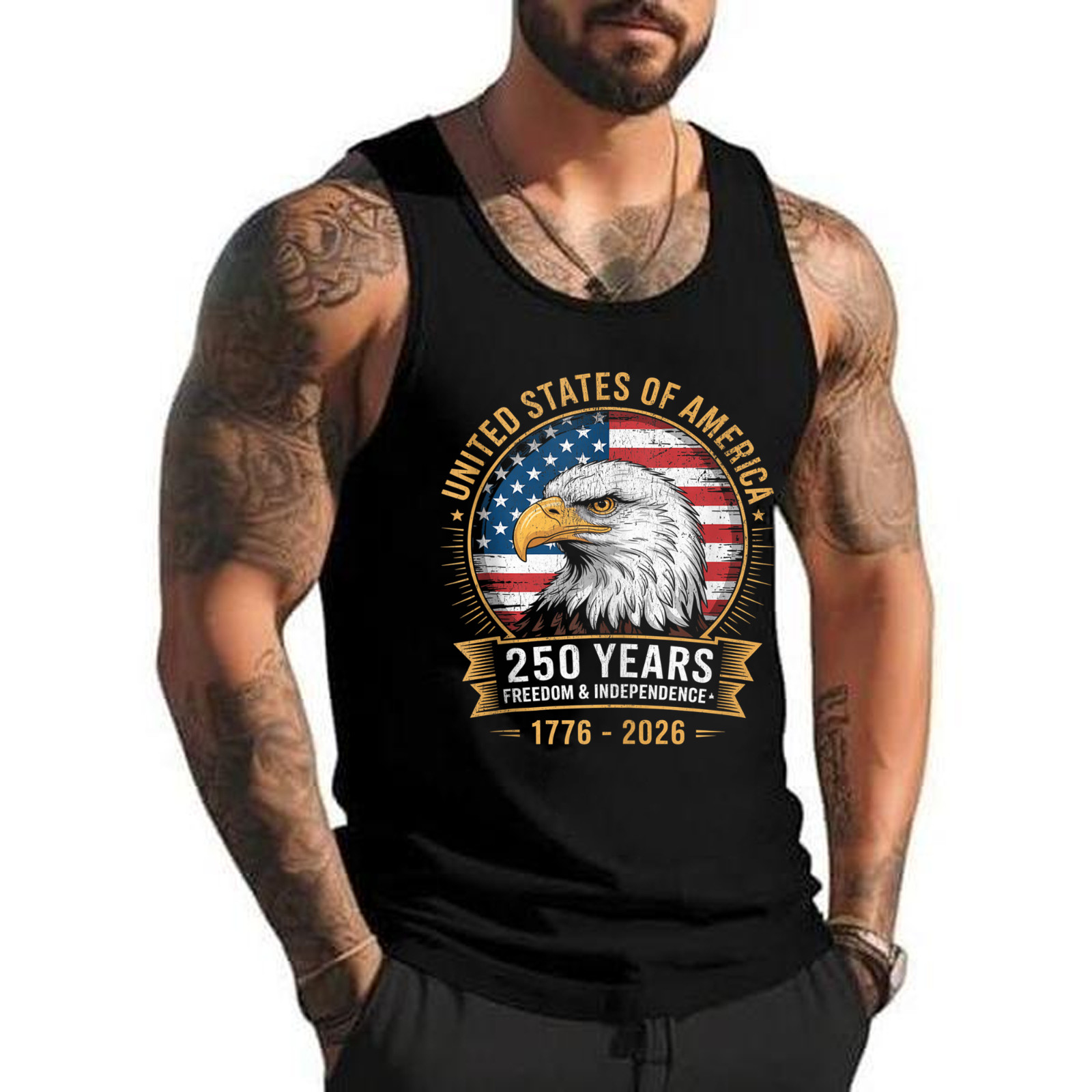250 Years USA Flag American 250th Anniversary Patriotic Tank Top