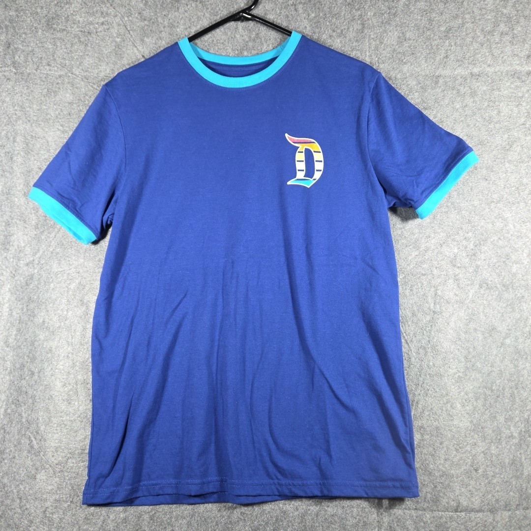 Disneyland Happiest Place On Earth Adult Blue Ringer Shirt Size S
