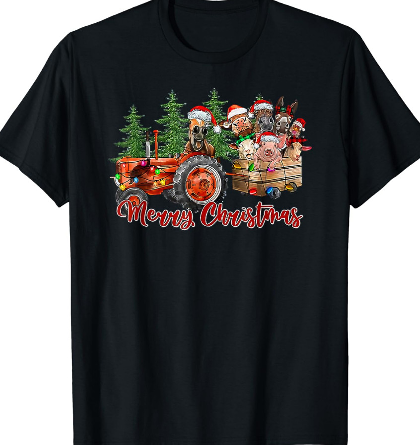 Christmas Pig full size t-shirt Cotton Black men women