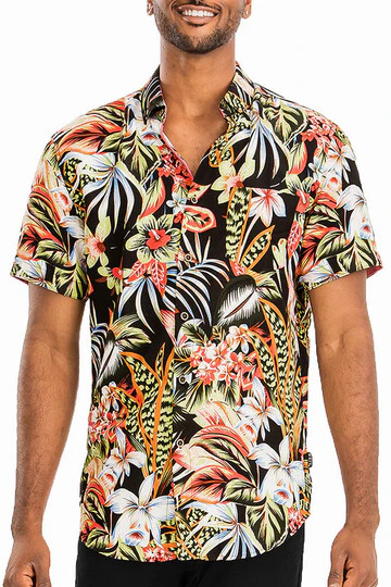 WEIV Men’s Casual Floral Hawaiian Print Button Down Short Sleeve Shirts WS7052
