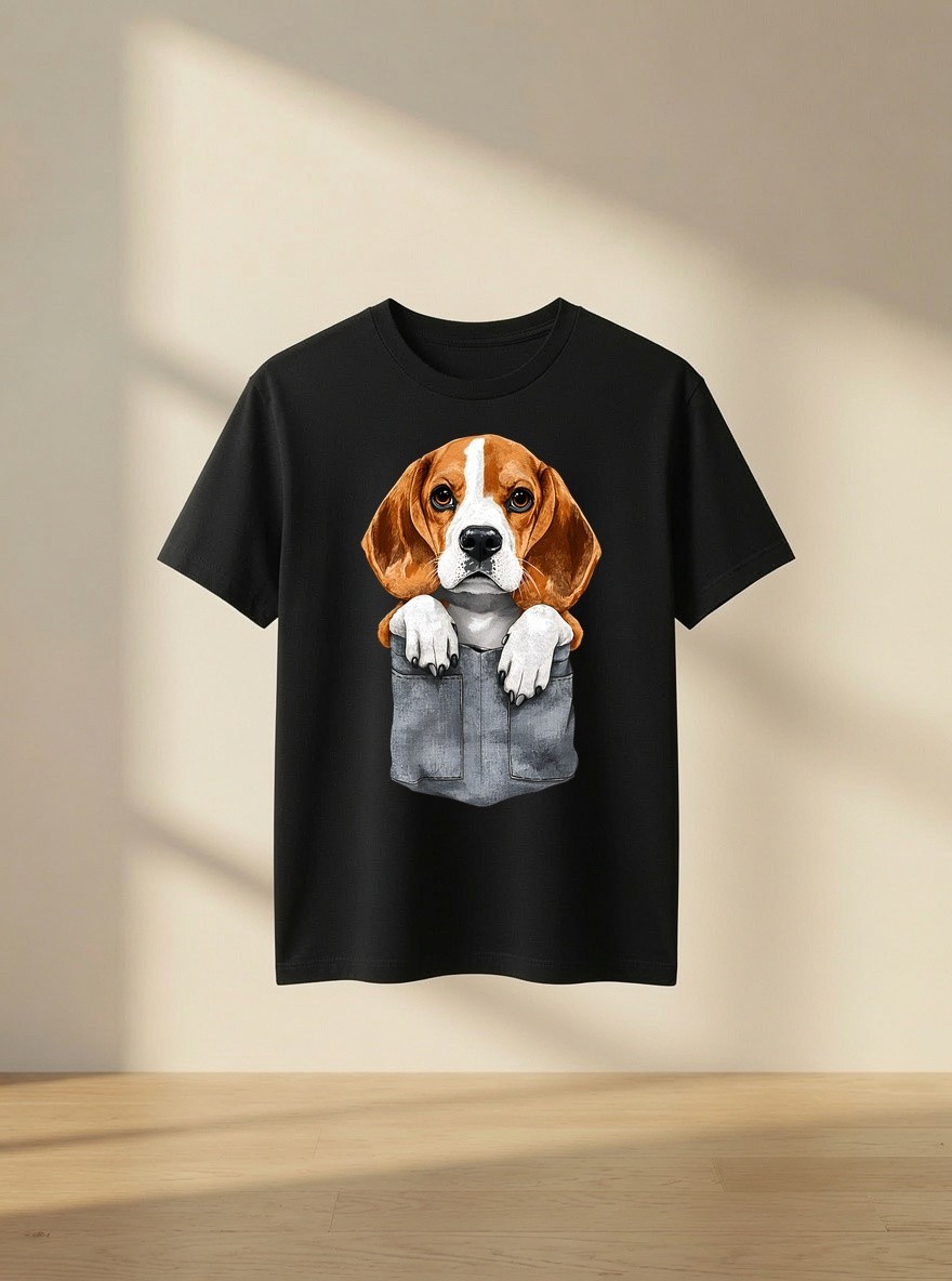 Beagle in Pocket Cute Peeking Puppy Dog Lover Owner Gift Tee