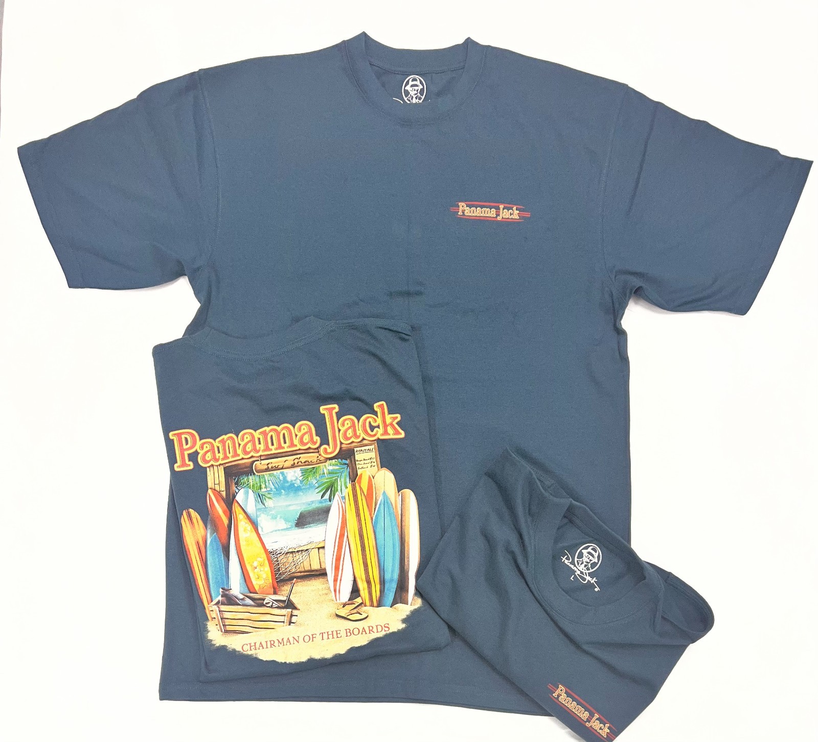 Panama Jack T-shirts, Size LG, Lot of 3,Cotton Blend Heavy Weight Unisex Blue