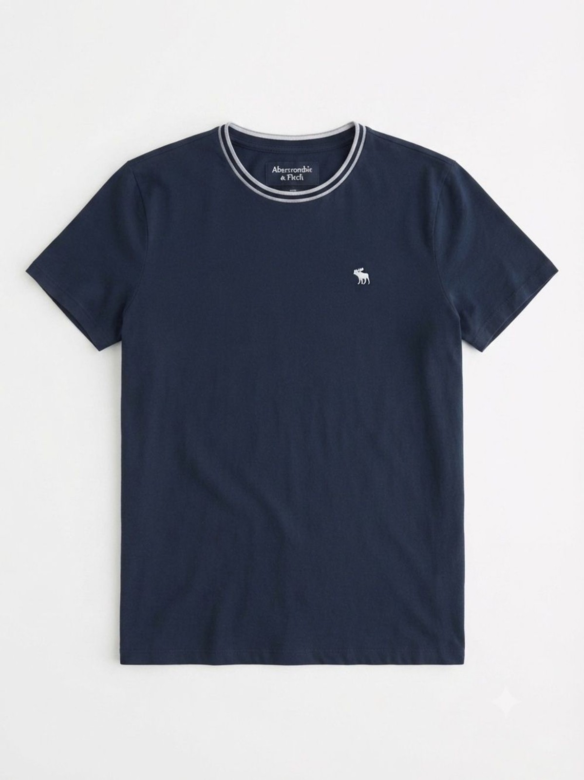 Abercrombie & Fitch Navy Short-Sleeve Crewneck with White Trim