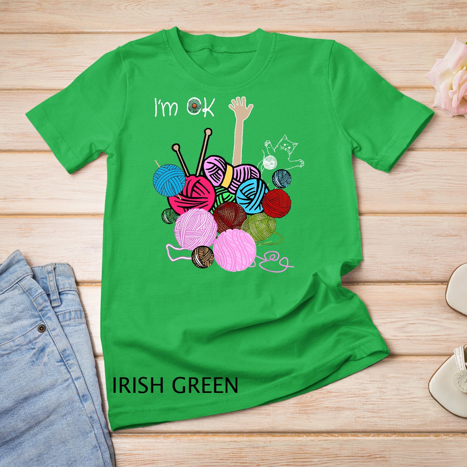 I’m Ok Crochet And Knitting Funny Crocheting T-Shirt Unisex T-shirt