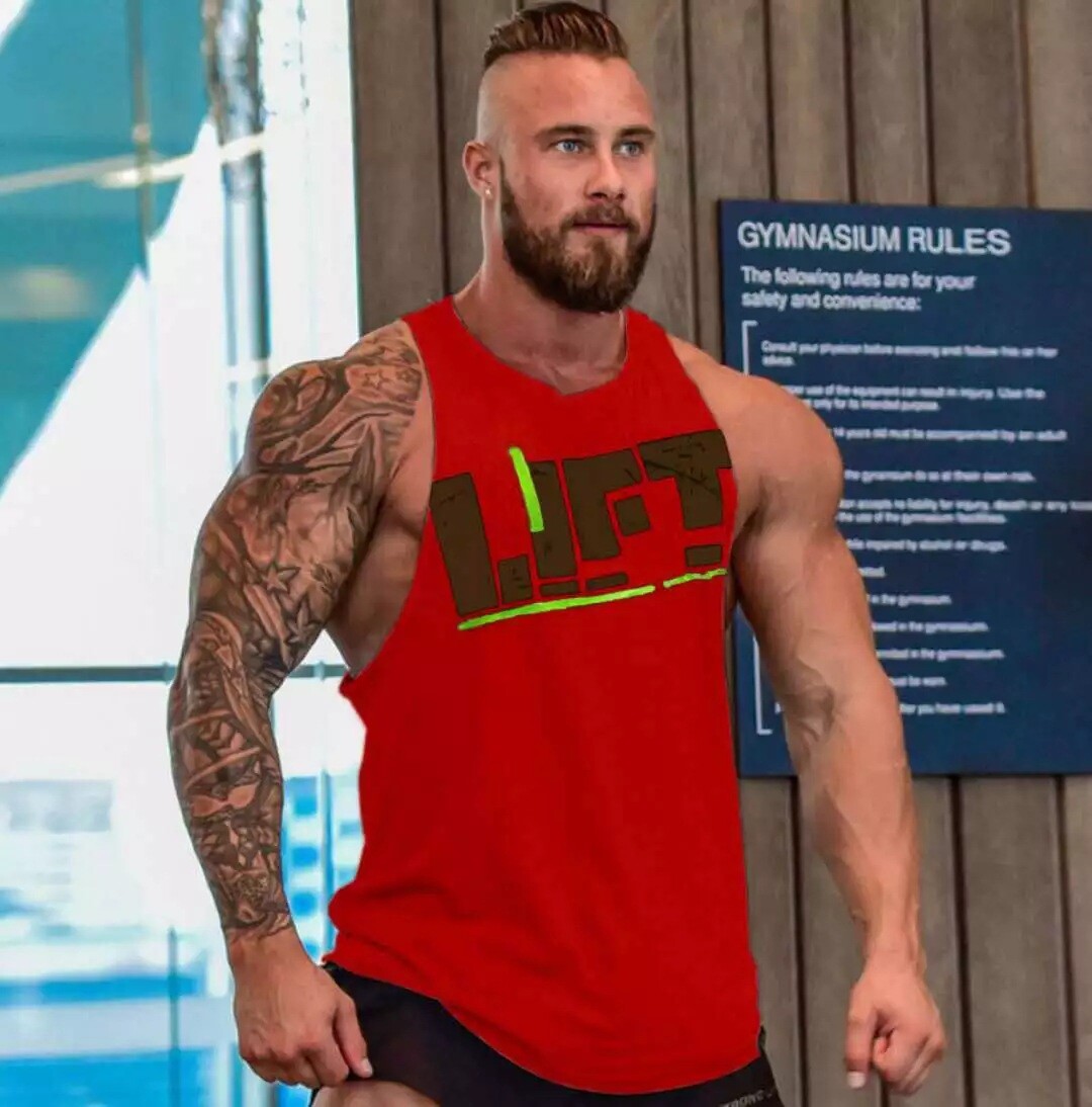 Men Workout Tank Top Sleeveless Gym Shirts Bodybuilding Fitness Muscle Tee Shirt
