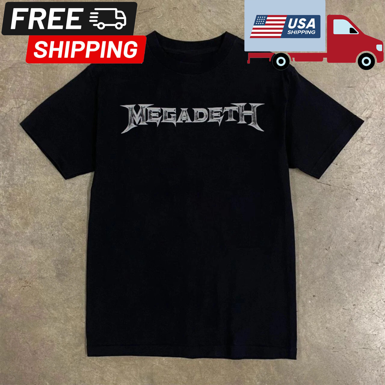 Megadeth Logo Graphic T-shirt, Unisex Black Cotton T-shirt, Size S-5XL