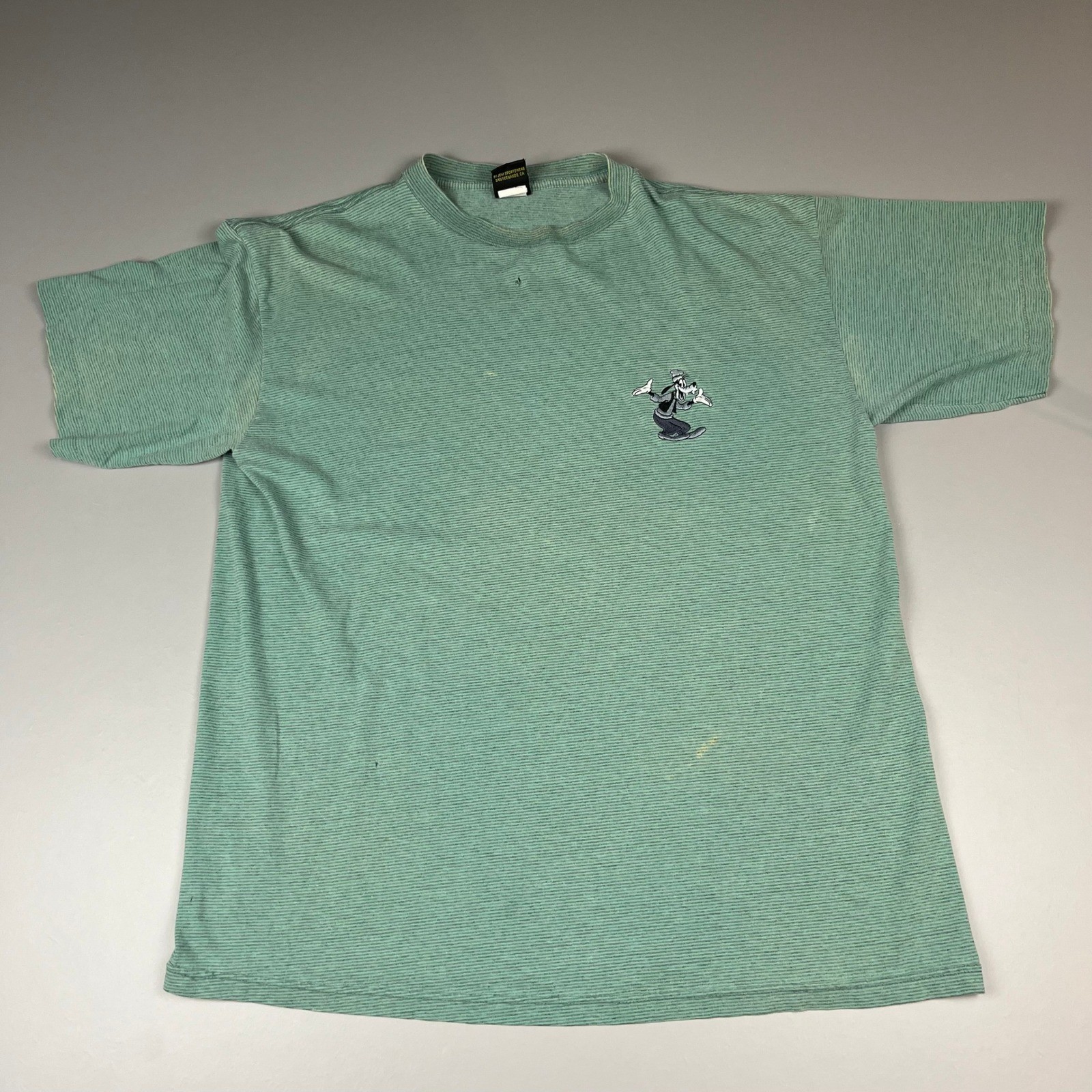 Mickey Unlimited T-Shirt Mens XL Green Striped Goofy Embroidered Vintage Disney
