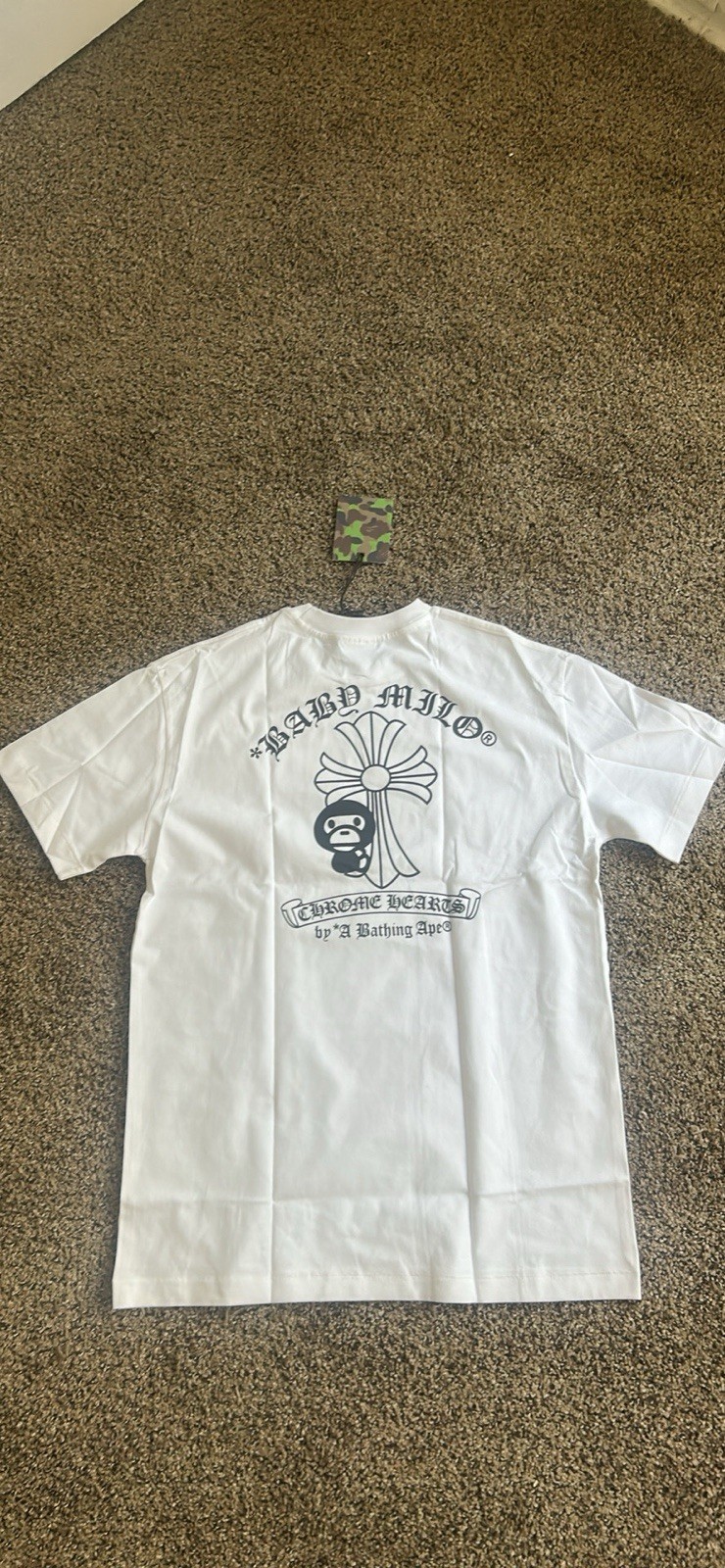 A Bathing Ape BAPE Baby Milo White Graphic Logo Crew Neck T-Shirt Men’s M