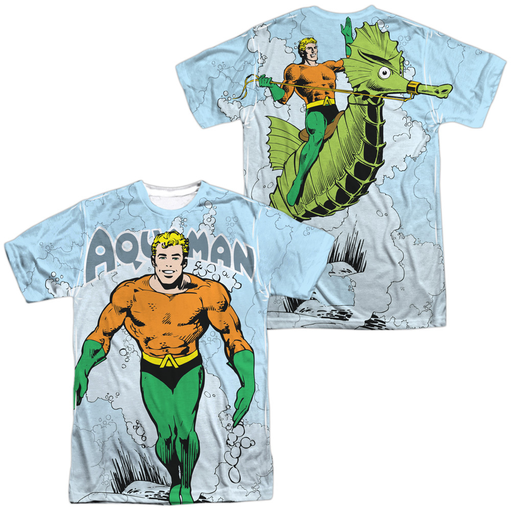 DC COMICS AQUAMAN CLASSIC AQUA Licensed Sublimation Men’s Tee Shirt SM-3XL