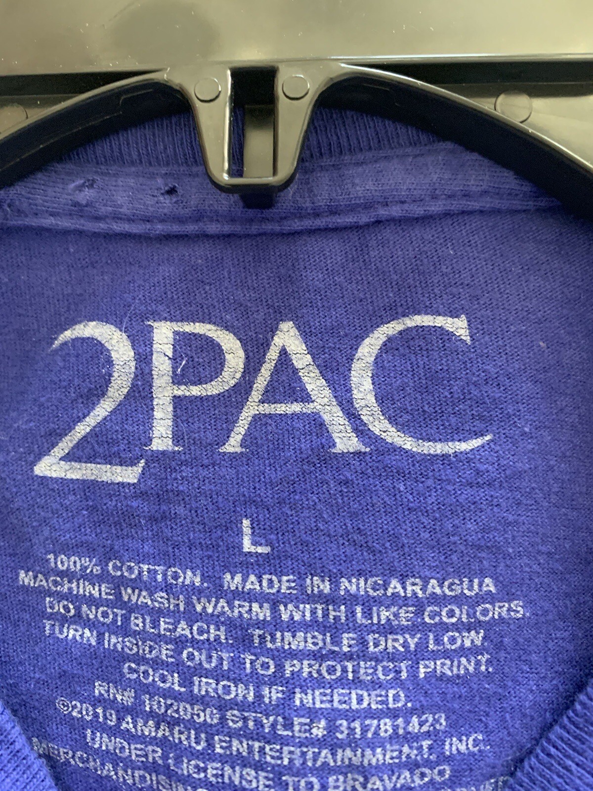 Tupac 29598 Men’s Purple “Me Against The World” Graphic Tee On 2Pac Label Sz L