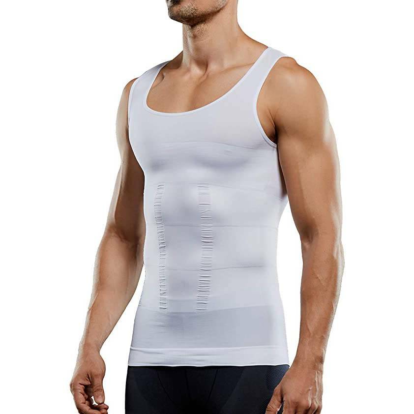 MEN SLIMMING BODY SHAPER BELLY TUMMY CONTROL COMPRESSION VEST SHIRT UNDERWEAR UK