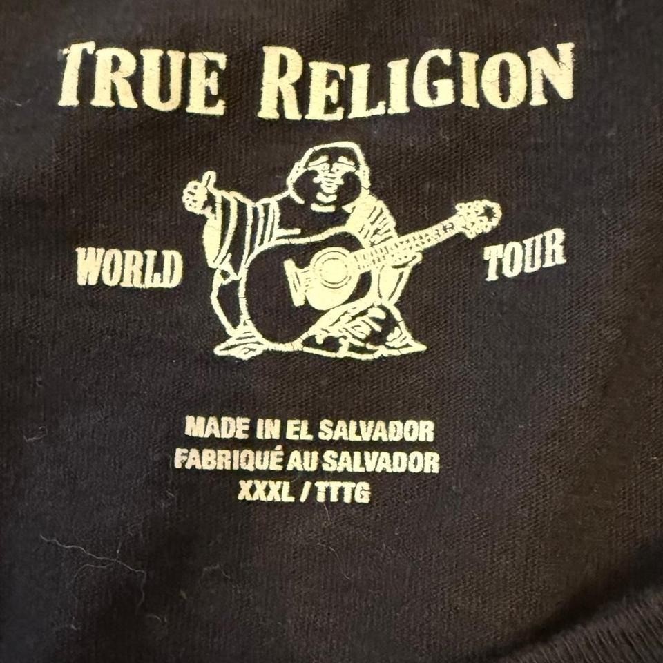 True Religion Shirt Mens Adult XXL Black Preppy Casual Logo Graphic Cotton T113