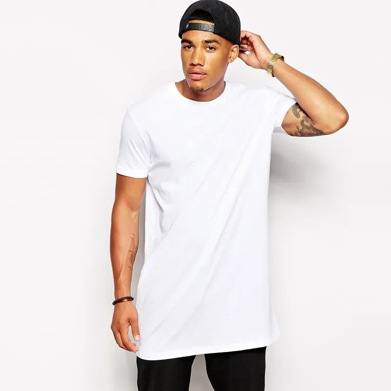 2026 Brand Men’s Cotton Clothing White Long T Shirt Hip Hop Men T-Shirt Extra